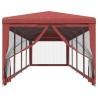 Tente de fête 10 parois latérales en maille Rouge 3x12 m PEHD 