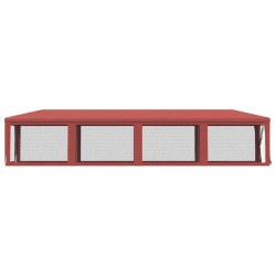 Tente de fête 10 parois latérales en maille Rouge 3x12 m PEHD 