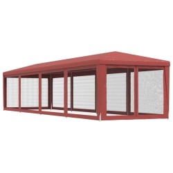 Tente de fête 10 parois latérales en maille Rouge 3x12 m PEHD 
