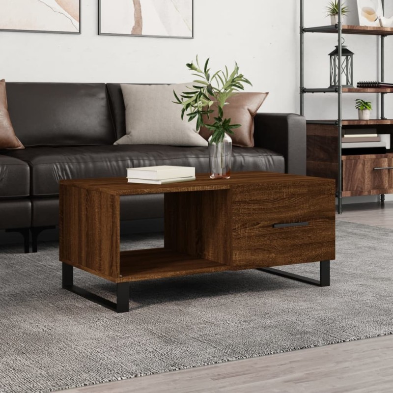 Table basse chêne marron 90x50x40 cm bois d'ingénierie Table basse chêne marron 90x50x40 cm bois d'ingénierie
