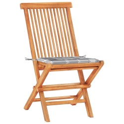 Ensemble de bistro 3 pcs avec coussins à carreaux gris Teck 
