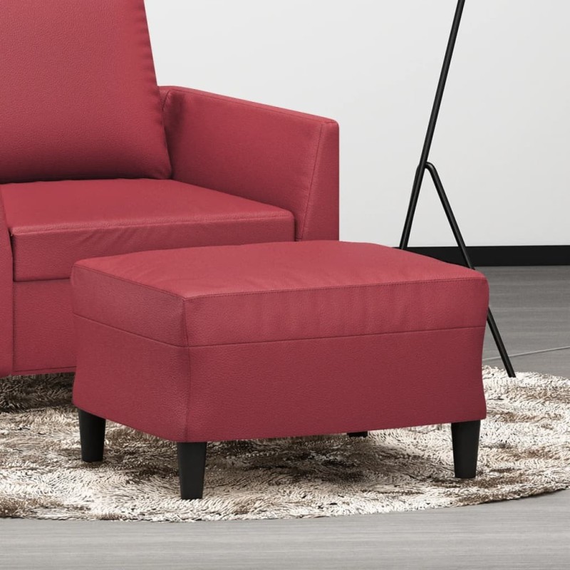 Repose-pied Rouge bordeaux 60x50x41 cm Similicuir 