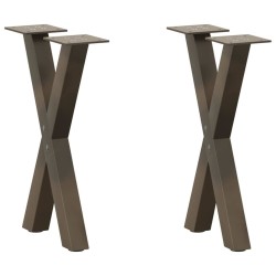 Pieds de table basse en forme de X, 2 pièces, acier naturel, 28 x (42-43) cm 