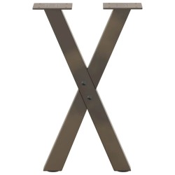 Pieds de table basse en forme de X, 2 pièces, acier naturel, 28 x (42-43) cm 