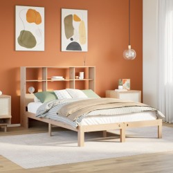 Lit bibliothèque sans matelas 120x200 cm bois de pin massif 