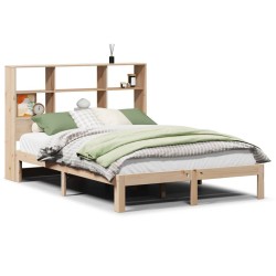 Lit bibliothèque sans matelas 120x200 cm bois de pin massif 