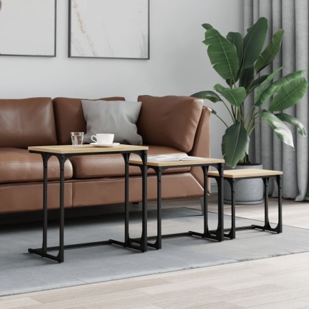 Tables basses gigognes 3 pcs chêne sonoma bois d'ingénierie 