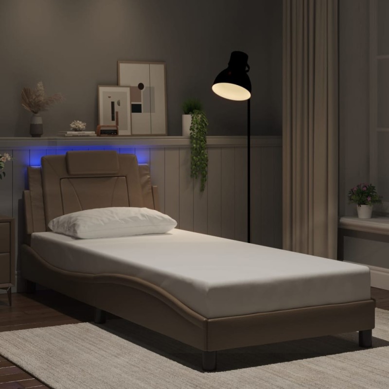 Cadre de lit avec LED sans matelas cappuccino 90x200 cm 