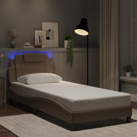 Cadre de lit avec LED sans matelas cappuccino 90x200 cm 