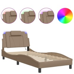 Cadre de lit avec LED sans matelas cappuccino 90x200 cm 