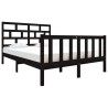 Cadre de lit sans matelas noir bois de pin massif 