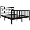 Cadre de lit sans matelas noir bois de pin massif 