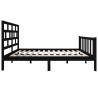 Cadre de lit sans matelas noir bois de pin massif 