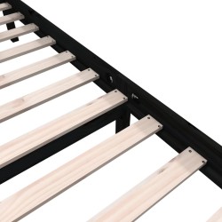 Cadre de lit sans matelas noir bois de pin massif 