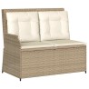 Banc inclinable de jardin avec coussins beige résine tressée 