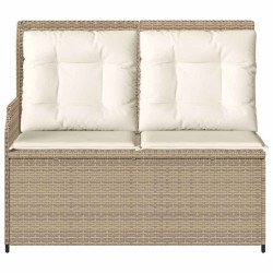 Banc inclinable de jardin avec coussins beige résine tressée 