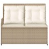 Banc inclinable de jardin avec coussins beige résine tressée 