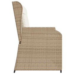 Banc inclinable de jardin avec coussins beige résine tressée 