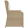Banc inclinable de jardin avec coussins beige résine tressée 