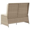 Banc inclinable de jardin avec coussins beige résine tressée 