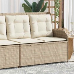 Banc inclinable de jardin avec coussins beige résine tressée 