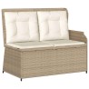 Banc inclinable de jardin avec coussins beige résine tressée 