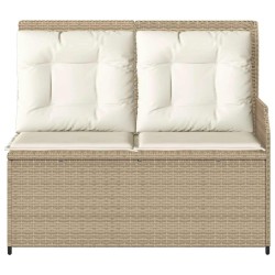 Banc inclinable de jardin avec coussins beige résine tressée 