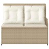 Banc inclinable de jardin avec coussins beige résine tressée 