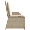 Banc inclinable de jardin avec coussins beige résine tressée 
