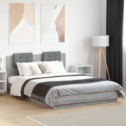 Cadre de lit avec LED sans matelas sonoma gris 150x200 cm 