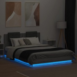 Cadre de lit avec LED sans matelas sonoma gris 150x200 cm 