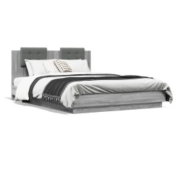 Cadre de lit avec LED sans matelas sonoma gris 150x200 cm 