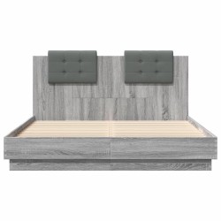 Cadre de lit avec LED sans matelas sonoma gris 150x200 cm 