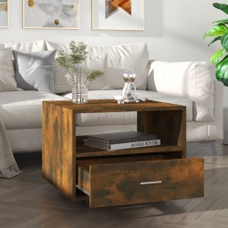 Table basse chêne fumé 55x55x40 cm bois d'ingénierie 
