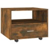 Table basse chêne fumé 55x55x40 cm bois d'ingénierie 