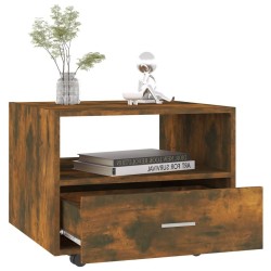 Table basse chêne fumé 55x55x40 cm bois d'ingénierie 