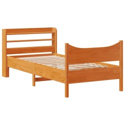 Cadre de lit et tête de lit cire marron 100x200 cm bois de pin 