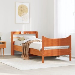Cadre de lit et tête de lit cire marron 100x200 cm bois de pin 