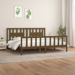 Cadre de lit sans matelas marron miel bois pin massif 200x200cm 