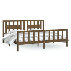 Cadre de lit sans matelas marron miel bois pin massif 200x200cm 