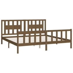 Cadre de lit sans matelas marron miel bois pin massif 200x200cm 