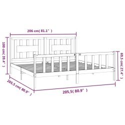 Cadre de lit sans matelas marron miel bois pin massif 200x200cm 