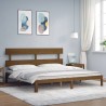 Cadre de lit sans matelas marron miel 200x200cm bois pin massif 