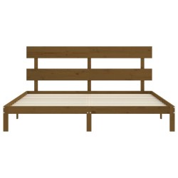 Cadre de lit sans matelas marron miel 200x200cm bois pin massif 
