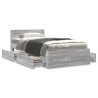 Cadre de lit avec tête de lit sans matelas sonoma gris 75x190cm 