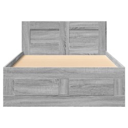 Cadre de lit avec tête de lit sans matelas sonoma gris 75x190cm 