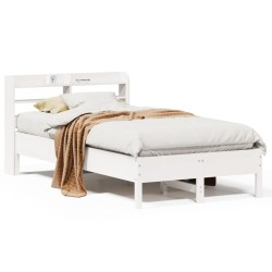 Cadre de lit sans matelas blanc 90x190 cm bois de pin massif 