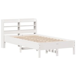 Cadre de lit sans matelas blanc 90x190 cm bois de pin massif 