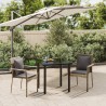 Ensemble à manger jardin 3pcs avec coussins noir et gris 