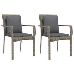 Ensemble à manger jardin 3pcs avec coussins noir et gris 